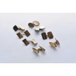 Four pairs of 9ct gold cufflinks