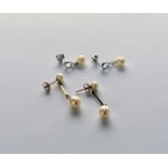 Two pairs of cultured pearl earrings