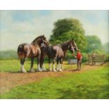 Frank Wright (1928-2016) Young Boy Feeding Horses