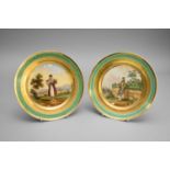A pair of Denuelle porcelain manufactory cabinet or dessert plates, Paris circa 1820