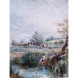 Myles Birket Foster RWS (British 1825-1899) A Rural Harvesting Scene