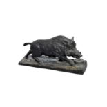 A post-war bronze of a running boar, 29cm long