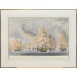 After Robert Dodd (1748-1816) Four Prints showing the Battle of Trafalgar