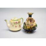 Salopian raised work vase, circa 1880 and Salopian teapot
