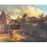 Germanic School (19th Century) Village Landscape with Watermill