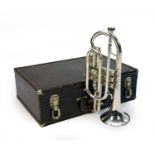 An American cased silvered cornet