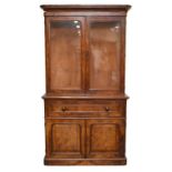 A 19th century walnut secretaire bookcase