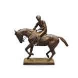 A post-war bronze of a jockey, mounted