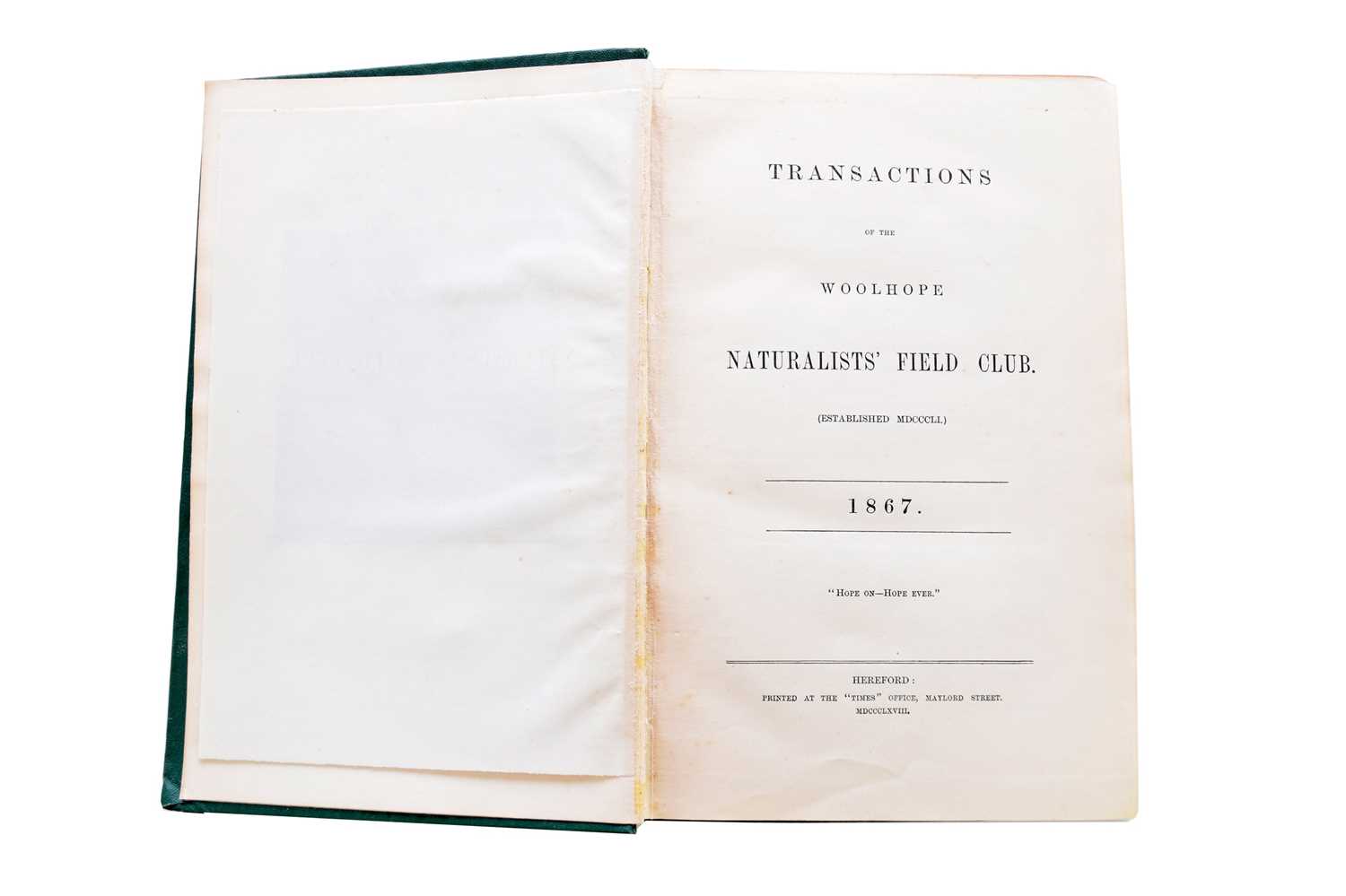 WOOLHOPE CLUB, Transactions of the Woolhope Naturalist's Field Club, 1852-1920