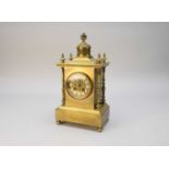 A French brass mantel clock, late 19th century