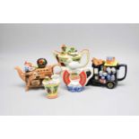 Four large Paul Cardew novelty teapots