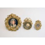 Three various brass framed portrait miniatures
