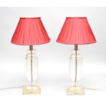 A pair of glass table lamps, contemporary