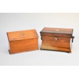 A Victorian rosewood tea caddy and an oak stationary box