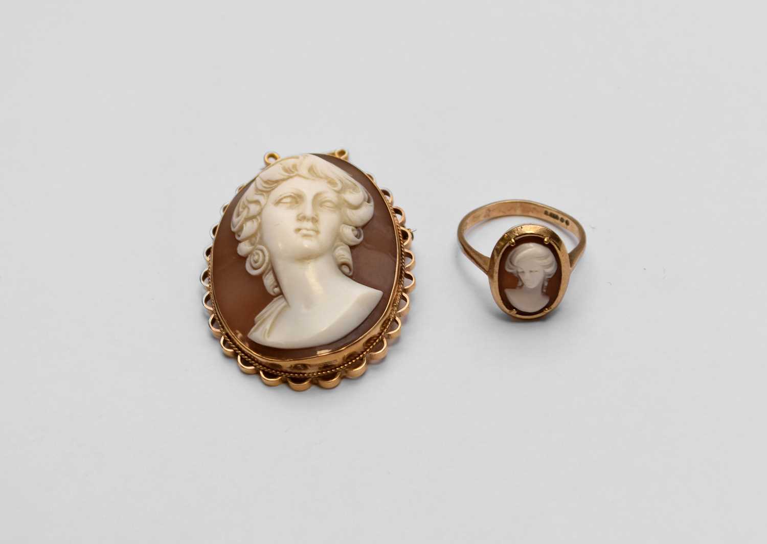 A cameo brooch and a cameo ring