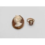 A cameo brooch and a cameo ring