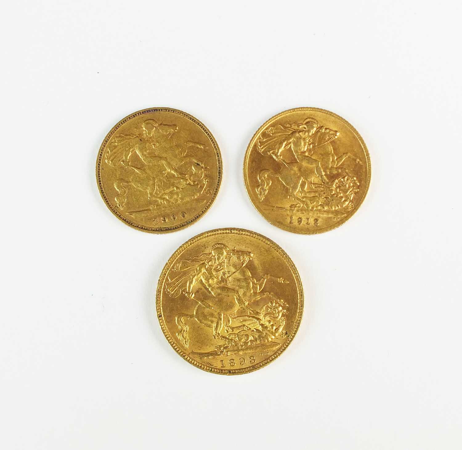 A sovereign and two half sovereigns