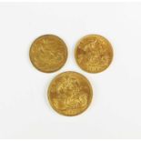A sovereign and two half sovereigns