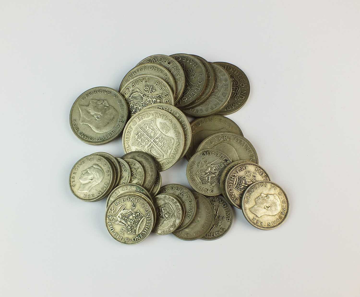 A collection of pre-1947 silver U.K. coinage