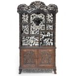 A fine Chinese carved hongmu rosewood cabinet