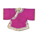 A Chinese plum-ground brocade silk winter robe, Jifu