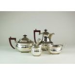 A four piece silver tea service