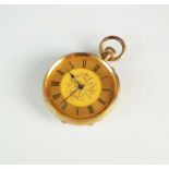 A 19th century yellow metal lady's fob watch