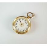 A Lady's continental yellow metal fob watch