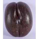 A 19TH CENTURY CONTINENTAL CARVED COCO DE MER NUT of naturalistic form. 32 cm x 20 cm.