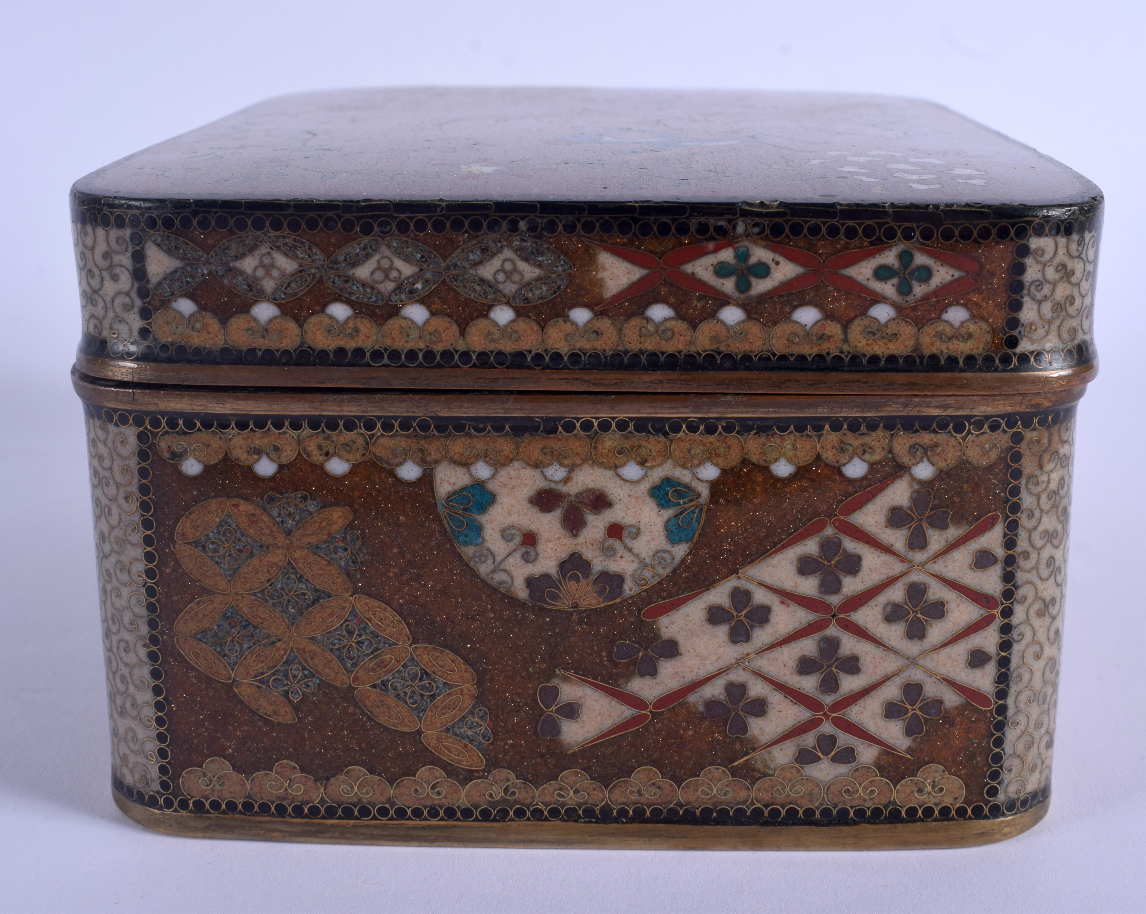 A LARGE 19TH CENTURY JAPANESE MEIJI PERIOD CLOISONNE ENAMEL BOX AND COVER in the manner of Namikawa - Bild 3 aus 8