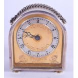 A 1960S ENGLISH SILVER CHARLES FRODSHAM TRAVELLING CLOCK Elizabeth of Glamis, with gilt dial. London