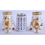 A PAIR OF 19TH CENTURY ROYAL WORCESTER AESTHETIC MOVEMENT VASES jewelled in white enamel, painted wi