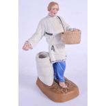 A 19TH CENTURY RUSSIAN BISQUE PORCELAIN FIGURE OF A FARMER Attributed to the Gardner factory, modell