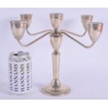 AN AMERICAN SILVER CANDELABRA 679 grams weighted. 23 cm x 20 cm.