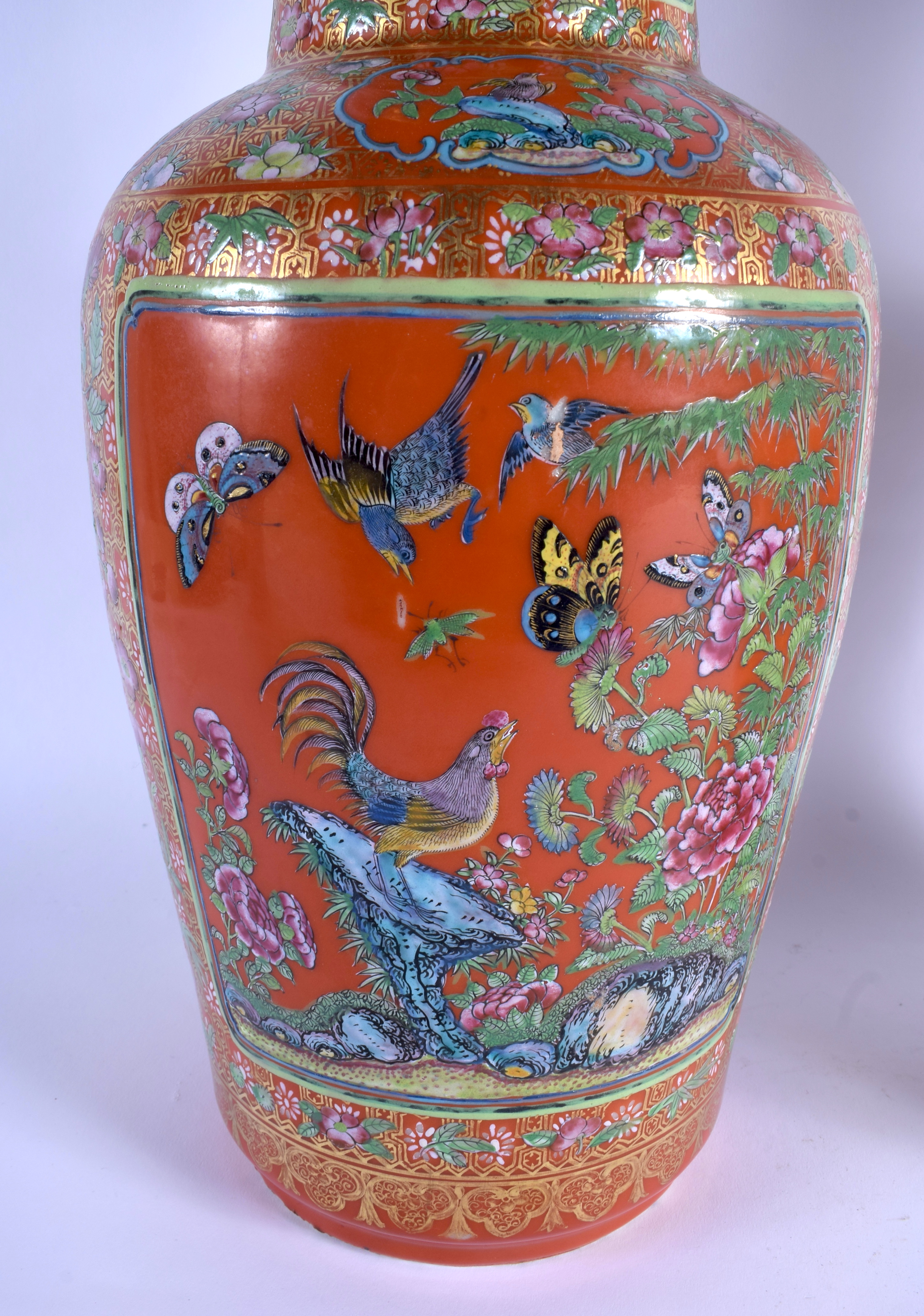 A FINE LARGE PAIR OF 19TH CENTURY CHINESE FAMILLE ROSE PORCELAIN ROULEAU VASES Daoguang, painted wit - Image 3 of 29