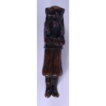 A PAIR OF 19TH CENTURY BAVARIAN CARVED WOOD BLACK FOREST NUT CRACKERS of figural form. 20 cm long.