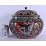 A RARE LARGE 19TH CENTURY JAPANESE MEIJI PERIOD CLOISONNE ENAMEL KORO AND COVER Attributed to Honda