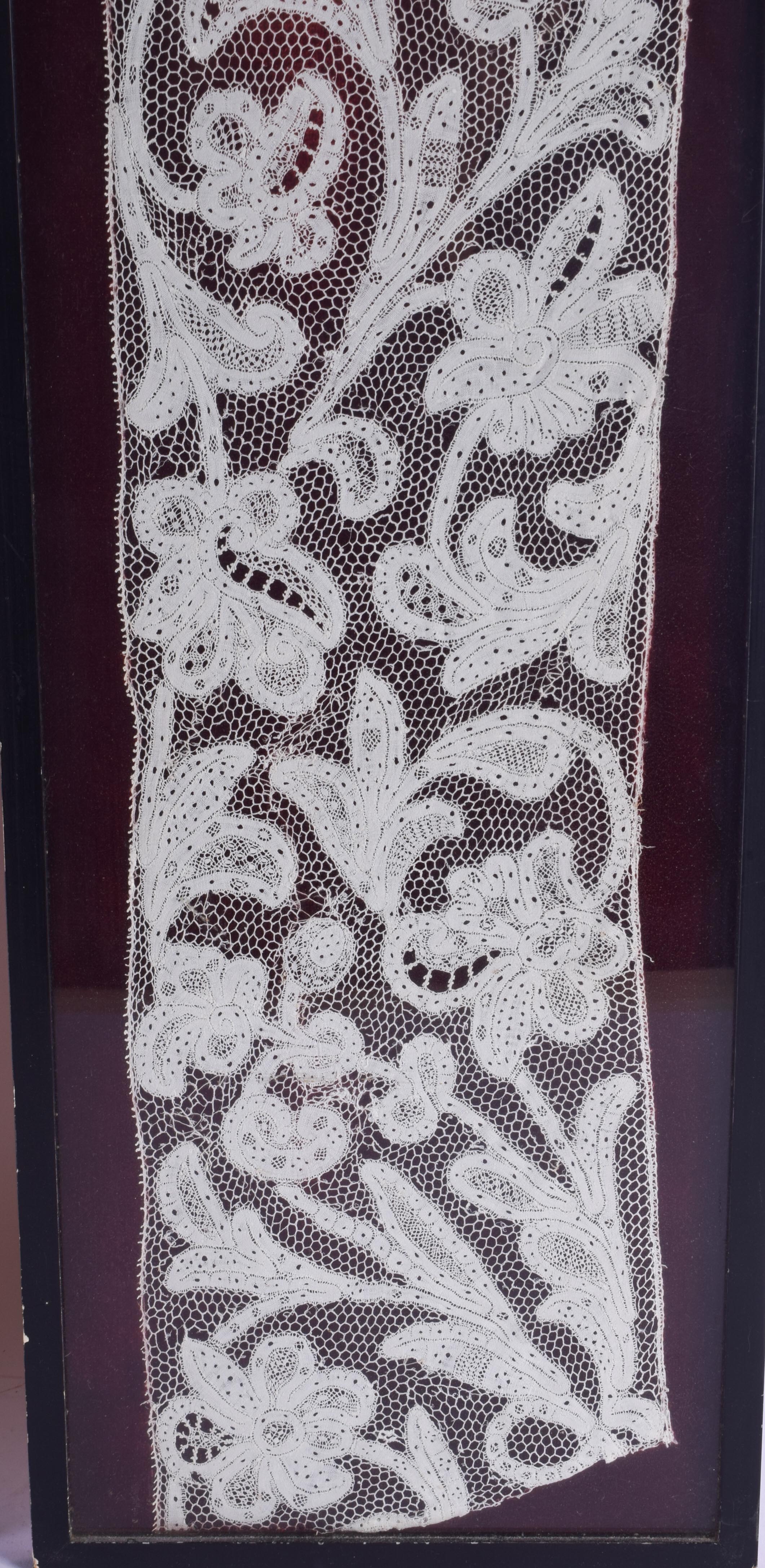 TWO 17TH CENTURY CONTINENTAL LACE PANELS. Largest 145 cm x 13 cm. (2) - Image 2 of 6