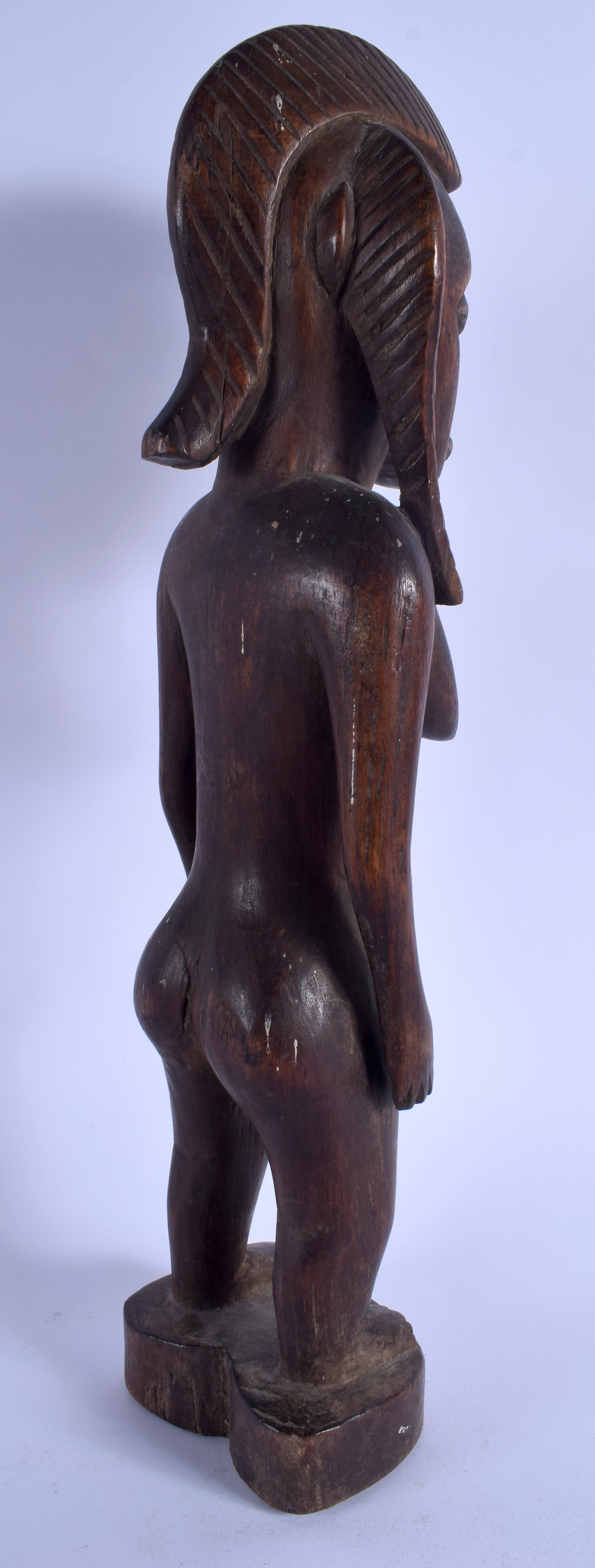 A LARGE EARLY 20TH CENTURY AFRICAN TRIBAL SENUFO FIGURE modelled as a female with breasts exposed. 4 - Image 3 of 5