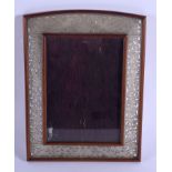 A RARE 19TH CENTURY CHINESE CARVED BOXWOOD AND JADE PHOTOGRAPH FRAME Qing, decorated with openwork p