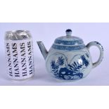 AN EARLY 18TH CENTURY CHINESE BLUE AND WHITE PORCELAIN TEAPOT AND COVER Kangxi/Yongzheng, painted wi