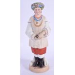 A 19TH CENTURY RUSSIAN BISQUE PORCELAIN FIGURE OF A STANDING FEMALE Gardner factory, modelled as a f