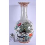 A LARGE CHINESE REPUBLICAN PERIOD FAMILLE ROSE PORCELAIN VASE painted with birds of paradise upon fl