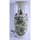 A LARGE LATE 19TH CENTURY CHINESE FAMILLE ROSE SCRAFITO GROUND PORCELAIN VASE Guangxu, Yongzheng sty