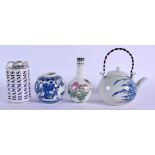 A 19TH CENTURY JAPANESE MEIJI PERIOD BLUE AND WHITE TEAPOT AND COVER together with a Chinese vase et