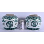 A PAIR OF 19TH CENTURY CHINESE FAMILLE VERTE PORCELAIN GINGER JARS Qing, painted with dragon roundel