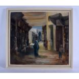 European School (20th Century) Oil on canvas, Middle Eastern street scene Image 46 cm x 50 cm.