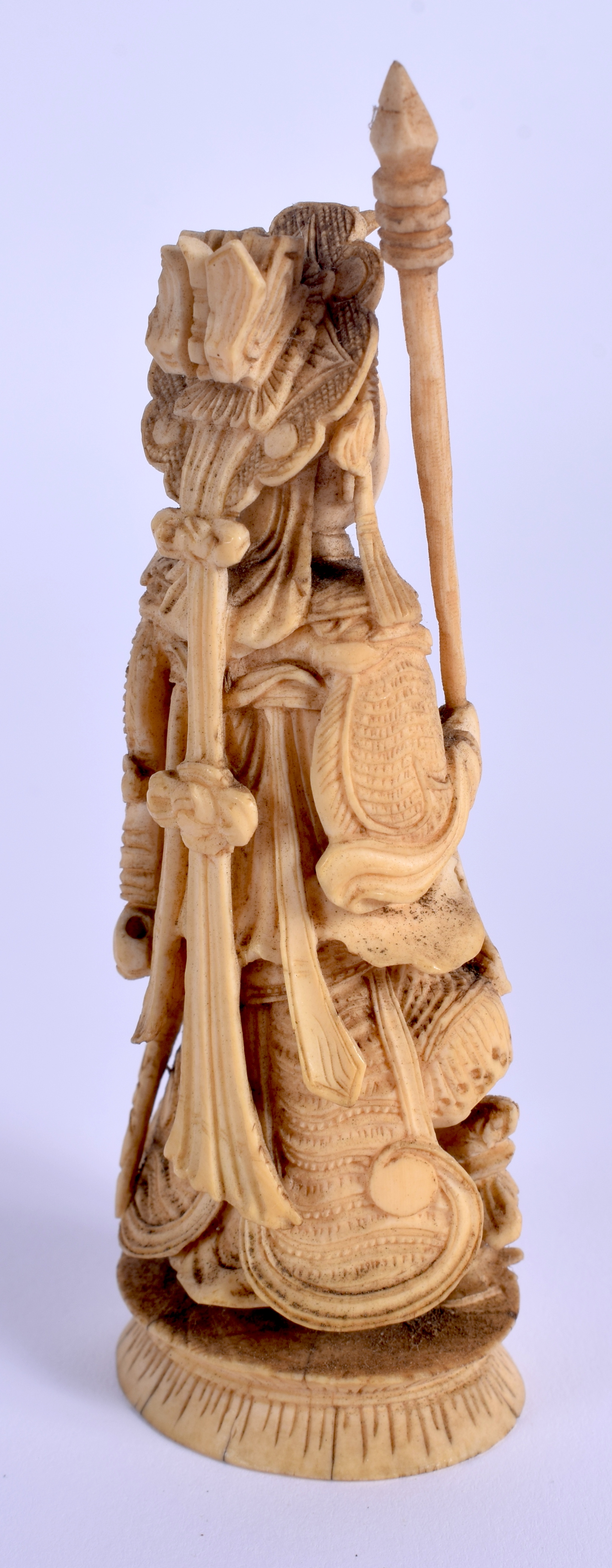 A 19TH CENTURY CHINESE CARVED IVORY FIGURE OF AN IMMORTAL Qing, modelled standing in open work robes - Image 3 of 6