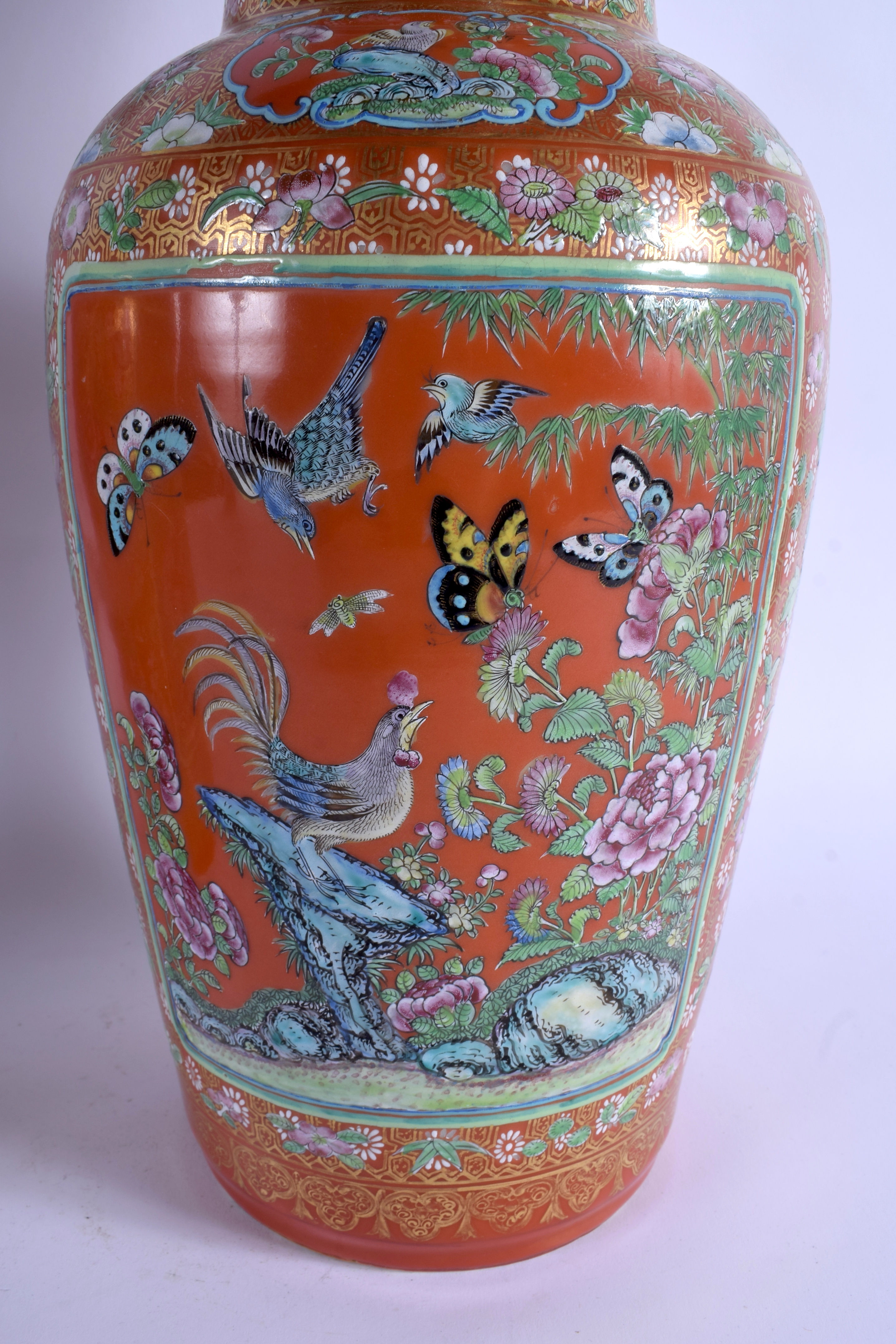A FINE LARGE PAIR OF 19TH CENTURY CHINESE FAMILLE ROSE PORCELAIN ROULEAU VASES Daoguang, painted wit - Image 5 of 29