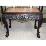 A RARE LARGE 19TH CENTURY CHINESE EUROPEAN STYLE HONGMU HARDWOOD CONSOLE TABLE Qing, with marble pan